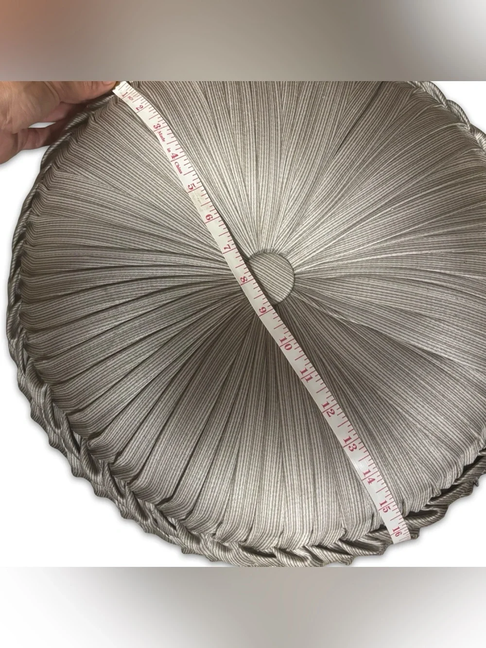 J. Queen NY Pleated Round Accent Pillow - Silver Pewter